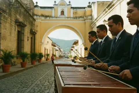 Pura marimba abierta a todos en las calles de la Antigua
