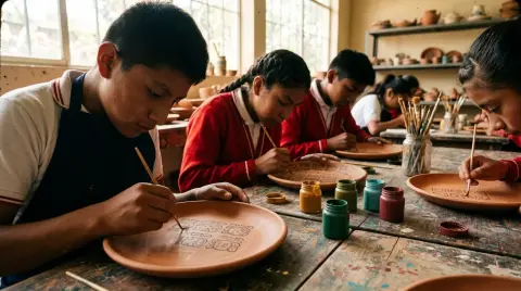 Patojos de Santa Apolonia conectan con sus raíces pintando nawales